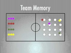 a soccer field with five stars on it and the words team memory written in white