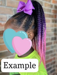 Pink Braids For Kids, Colorful Braids For Kids, Kali Hairstyles, Girls Braided Ponytail, Kiara Hair, Kids Braided Ponytail, Unicorn Braids, Ponytail For Kids, Plats Hairstyles