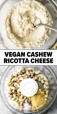 Vegan cashew ricotta cheese Raw Vegan Cashew Cheese, Cashew Mozzarella Vegan Cheese, Vegan Ricotta Cheese Cashew, Raw Cashews Recipes, Cashew Ricotta Recipe, Homemade Cashew Cheese, Recipes With Cashew Cream, Dairy Free Ricotta Cheese, Vegan Cashew Ricotta