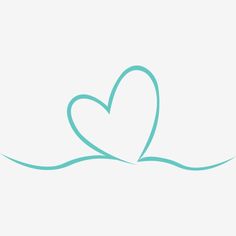 two hearts floating in the water on a white background with blue lines and waves around them