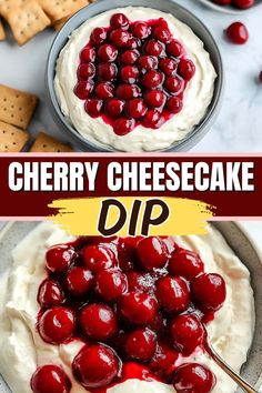 The next time you need a quick and easy party dessert, try this no-bake cherry cheesecake dip. It’s sweet, creamy, and guaranteed to please. Cherry Cheesecake Dip Recipe, Easy Cherry Cheesecake, Sweet Dips Recipes, Cherry Cheesecake Dip, Cheesecake Dip Recipe, Shower Appetizers, No Bake Cherry Cheesecake, Sweet Appetizer, Dessert Dip