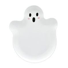 a white plate with a ghost face on it