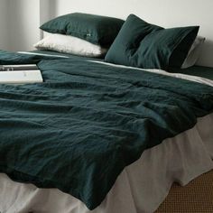 Elevate your bedding with the LINEN Forest Green Sheet Set, a premium choice for those who appreciate both comfort and sustainability. Made from 100% organic linen, this luxurious set features a rich, dark green hue that brings a touch of nature into your bedroom. Product Details: Material: 100% organic linen, known for its breathability, durability, and soft texture that only gets better with each wash. Color: Deep forest green, perfect for creating a calming and sophisticated atmosphere. Set I Green Bed Sheets, Green Sheets, Organic Linens, Flat Sheets, Soft Textures, Fitted Sheet, Sheet Sets, Forest Green, Bed Sheets