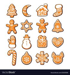 christmas cookies and decorations on white background