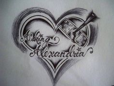 a drawing of a heart with an arrow and the words baking for alexandria written in cursive writing