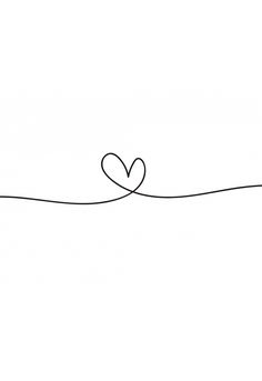 a black and white line drawing of a heart on a thin string with the word love written across it