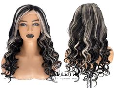 highlight salt and pepper hair wigs grey frontal 13x4 lace wigs prelucked hair gray human hair wig front lace 13x6 wig with baby hair lace wigs for old women free shipping Lace type:A:13X4 frontal lace/13x6 frontal lace                     B: Refer to listed picture cap constructions.                     C:Hair can be free part only in lace area. Hair Density:130%/150%/180%  more density means thicker hair,refer to listed hair density picture. Hair Color: salt and pepper Cap Size: Medium Size (D Black Wig With Gray Highlights, Black Wig Grey Highlights, Black And Gray Wig, Silver Grey Lace Front Wig, Sliver Gray Lace Wig, Salt And Pepper Hair, Hair Density, Real Human Hair, Salt And Pepper