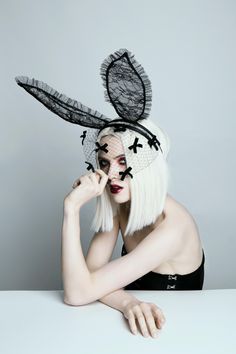 Elevate your dark, elegant style with our handmade black lace bunny ears headband, complete with a mysterious veil! Perfect for photoshoots, costume parties, or a Halloween event, this headpiece is a striking blend of gothic charm and playful elegance. Crafted from delicate black lace, the bunny ears stand 26 cm (10.2 inches) tall and measure 11 cm (4.3 inches) in width, creating a bold yet sophisticated silhouette. The attached veil adds an alluring, vintage touch, making this headband ideal fo Lace Bunny Ears, Veil Hair, Masquerade Halloween, Bunny Ears Headband, Veil Hairstyles, Ears Headband, Fashion Aesthetics, Aesthetic Black, Halloween Event