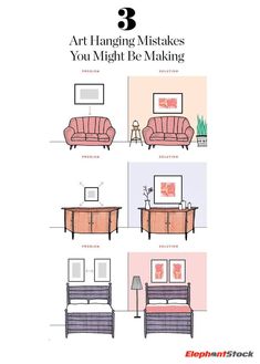 three different types of furniture with the words art hangings you might be making