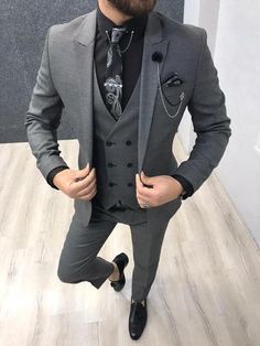 Iron Man Logo, Grey Slim Fit Suit, Terno Slim, Grey Suit Men, Stylish Mens Suits, Slim Fit Suit Men, Classy Suits, Pants Gift