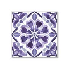 a purple and white tile design with hearts on it's center, in the shape of a flower