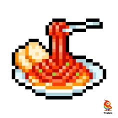 an image of a pixelated orange and red object in the shape of a bowl