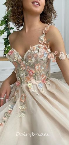 Stunning One-shoulder Lace A-line Tulle Prom Dresses, FC6520 – Dairy Bridal Floral Sweetheart Dress, Flower Corset Dress, Prom Dresses Flowers, Prom Dresses With Flowers, Floral Tulle Prom Dress, Wedding Dresses With Color, Flower Tulle Dress, Tulle Prom Dresses, Red Champagne