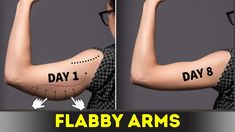 two pictures of arm sleeves with the words day 1 and day 8 written on them