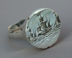 Maltese galleon signet Wax Seal Ring, Seal Ring, A Ship, Wax Seal, Men's Rings, Jewelry Inspo, Wax Seals, Signet Ring, Cute Jewelry