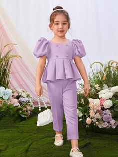 Purple Cute, Shein Kids, Kids Blouse Designs, African Dresses For Kids, Latest Dress Design