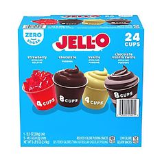 jello cupcakes with chocolate frosting and toppings, 24 ct each