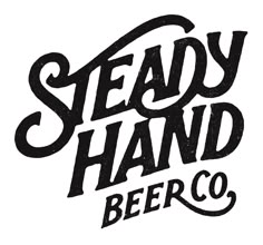 the steady hand beer co logo is shown in black and white, with an old - fashioned