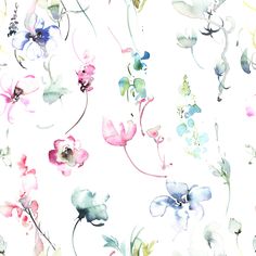 watercolor floral pattern on white background