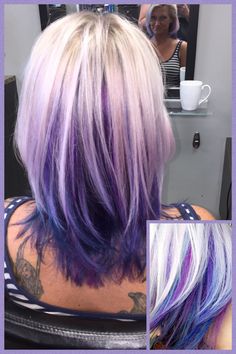 Gray Hair With Purple Underneath, Peekaboo Highlights Grey Hair, Color Highlights In Gray Hair, Lavender Hair Underneath Brown, Multi Colored Hair Highlights Blondes, Purple Hair Over 50 For Women, Gray Hair With Peekaboo Color, Multi Purple Hair, Multi Color Ombre Hair