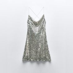 Nwt Zasa Mini Sequin Lingerie Dress Size Xs Multicolored. Sequined Slip Dress For Spring, Zara Mini Dress With Sequins For Spring, Zara Spring Mini Dress With Sequins, Zara Sequined Mini Dress For Spring, Elegant Sequin Slip Dress For Summer, Silver Palette, Square Neckline Dress, Zara Mini Dress, Sparkly Mini Dress