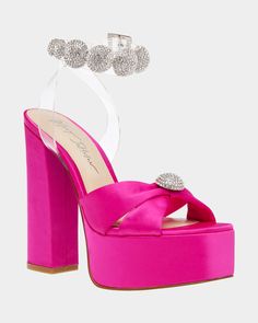 Pink Platform Heels, Popular Handbags, Betsey Johnson Shoes, Sandal Online, Evening Sandals, Satin Heels, Johnson And Johnson, Pink Shoes, 5 Inch Heels