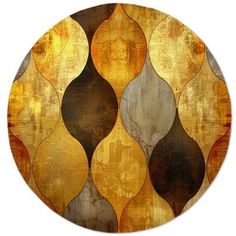 an abstract painting with gold and brown colors