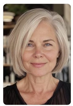 Silver Hair Short Bob, Over 60s Hairstyles Older Women, Best Bob Haircuts For Fine Hair Over 50, Bob Without Bangs, Over 50 Bob Hairstyles, Short Haircut Straight Hair, Short Bob Hairstyle Women, Bob Over 50, Latest Bob Hairstyles