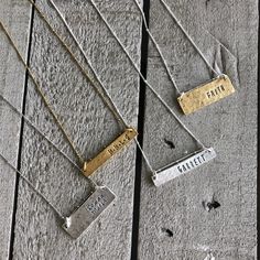 Personalized Horizontal Bar Necklace Minimalist Rectangular Bar Necklace As Personalized Gift, Horizontal Bar Necklace, Stamped Necklaces, Chosen Family, Name Initials, Bead Store, Original Bags, Bar Necklace, Personalized Jewelry