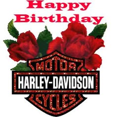 the harley davidson logo with roses on it