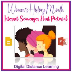 the women's history month internet scavency hunt pictorial digital distance learning poster