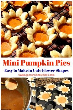 mini pumpkin pies are easy to make in cute flower shapes