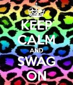 a colorful leopard print with the words keep calm and swag on