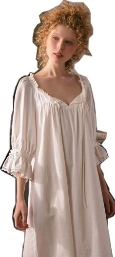 Feminine Spring Nightgown For Sleep, Spring V-neck Nightgown For Home, Cotton V-neck Nightgown For Sleepover, V-neck Sleepwear With Ruffles, Summer Long Sleeve Sleep Nightgown, Feminine Summer Sleepwear For Home, Cotton V-neck Nightgown For Bedtime, V-neck Ruffled Sleepwear, Spring V-neck Nightgown