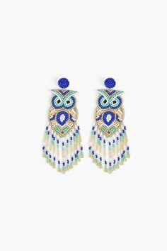 Boho Beautiful, Beading Patterns Free, Seed Beading, Brick Stitch Earrings, Owl Earrings, Beautiful Owl, Beaded Animals, Fabric Beads, Beaded Fringe