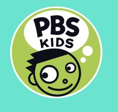 the logo for pb's kids shows a smiling boy with a thought bubble above his head