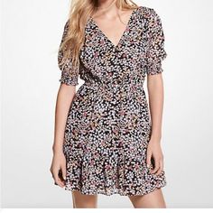 Nwt Michael Kors Mod Garden Floral Print Mini Dress-Women Size 10 New With Tags Size 10 Michael Kors Mod Garden Floral Print Mini Dress. Blue Slip Dress, Stacked Bracelets, Red Skater Dress, Wrap Dress Short, Studded Dress, Flounce Skirt, Shirred Dress, Georgette Dress, Mini Dresses Online