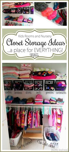 the closet is filled with lots of clothes and other things to keep kids organized in