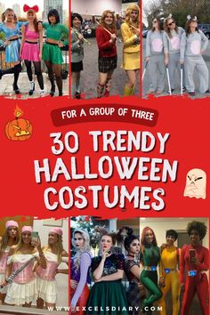 trio Halloween Costume Ideas Costumes Best Friends, Costumes For Trios, Iconic Duo Costumes, Cute Trio Halloween Costumes, Halloween Costumes For Trios, Trio Halloween Costumes Women, Costumes Funny