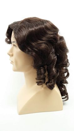 "Colonial style wig featuring waves and ringlets in all the right places, perfect for completing your 1700s look! Color: Brown (6) Style: Curly Circumference: Adjustable Straps, 21\"-22\" All sales are final. Please read all store policies before purchasing." Hamilton Cosplay, Big Loose Curls, Colonial Costume, Brown Long Hair, Style Wig, Brown Curly Hair, Historical Women, High Quality Wigs, Historical Period