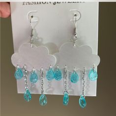 Super Cute Acrylic Rain Cloud Earrings. Approximately 3 Inches In Length And 1 And 1/2 Inches In Width Brand New/Never Worn #Raincloud Rain Cloud Earrings, Cloud Earrings, Red Flower Earrings, Artsy Outfit, Rain Clouds, Dragonfly Earrings, Pink Enamel, Flower Earrings Studs, Accessories Jewelry Earrings