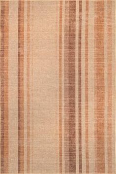 a beige and brown striped rug with vertical stripes on the bottom, in an area that is