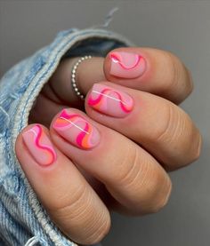 Gel Nail Designs For Valentines Day Short Nails, Aesthetic Nail Ideas, Nails Fire, Nails Short Acrylic, Swirl Nails, Aesthetic Nail, Simple Gel Nails, Minimal Nails, Short Acrylic