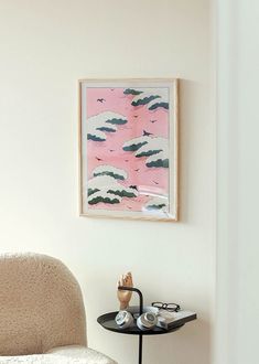 pink sky by Watanabe Seitei Sky Poster, Condo Decorating, Japandi Style, Wall Art Vintage, Pink Clouds, Movie Posters Vintage, Soothing Colors, Retro Wall Art