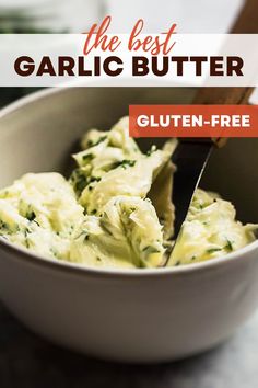 Garlic butter in a bowl with a knife. Garlic Butter Sauce Recipe, Best Garlic Butter, Garlic Butter For Bread, Garlic Butter Recipe, Garlic Butter Pasta