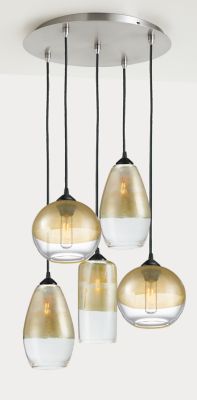 four lights hanging from a ceiling fixture