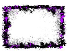 an old grungy frame with purple and black paint splatters on it