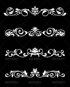 an ornate set of white scrolls on black background - decorative objects