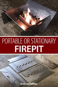 an outdoor fire pit is shown with the words portable or stationary, but it's not