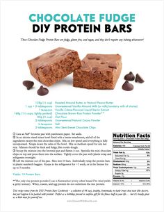 chocolate protein bars are shown in this ad for the health magazine, which features information about their ingredients